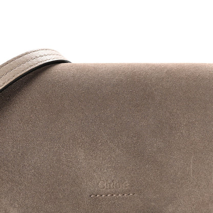 Suede Calfskin Small Faye Shoulder Bag Motty Grey