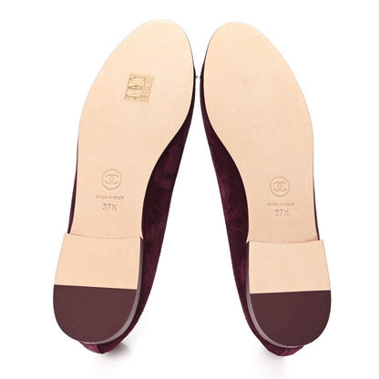 Suede Patent Cap Toe CC Ballerina Flats 37.5 Burgundy