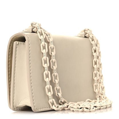 Ultra Matte Calfskin Mini J'Adior Chain Flap Bag White