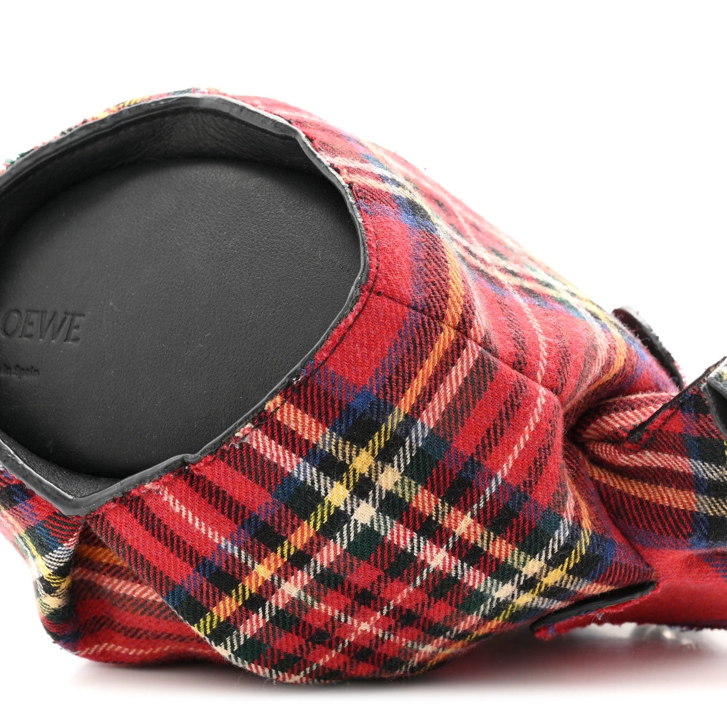 Wool Calfskin Mini Elephant Crossbody Bag Red Tartan