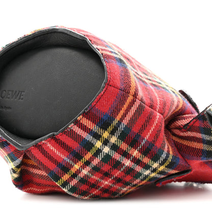 Wool Calfskin Mini Elephant Crossbody Bag Red Tartan