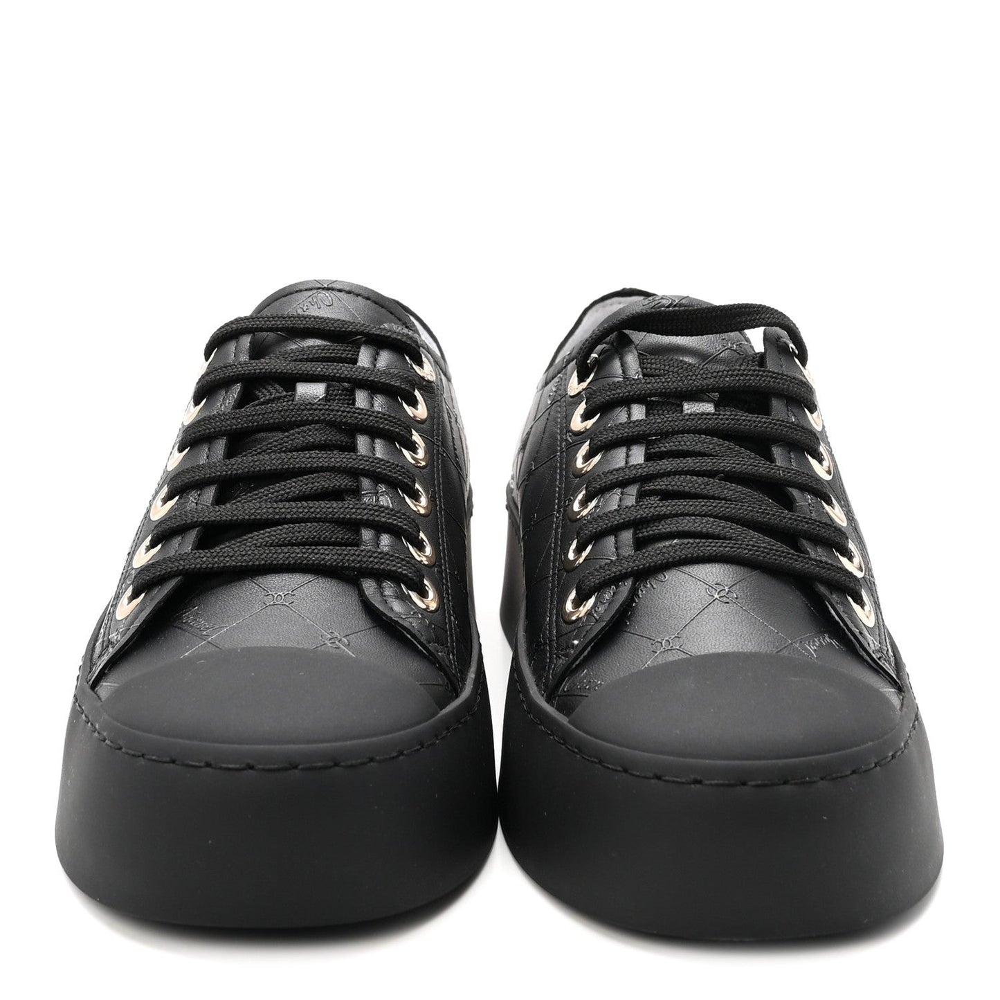 Lambskin Printed Logo Sneakers 37.5 Black
