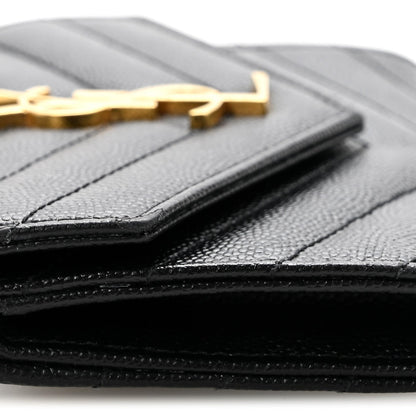 Grain De Poudre Matelasse Chevron Small Monogram Envelope Wallet Black