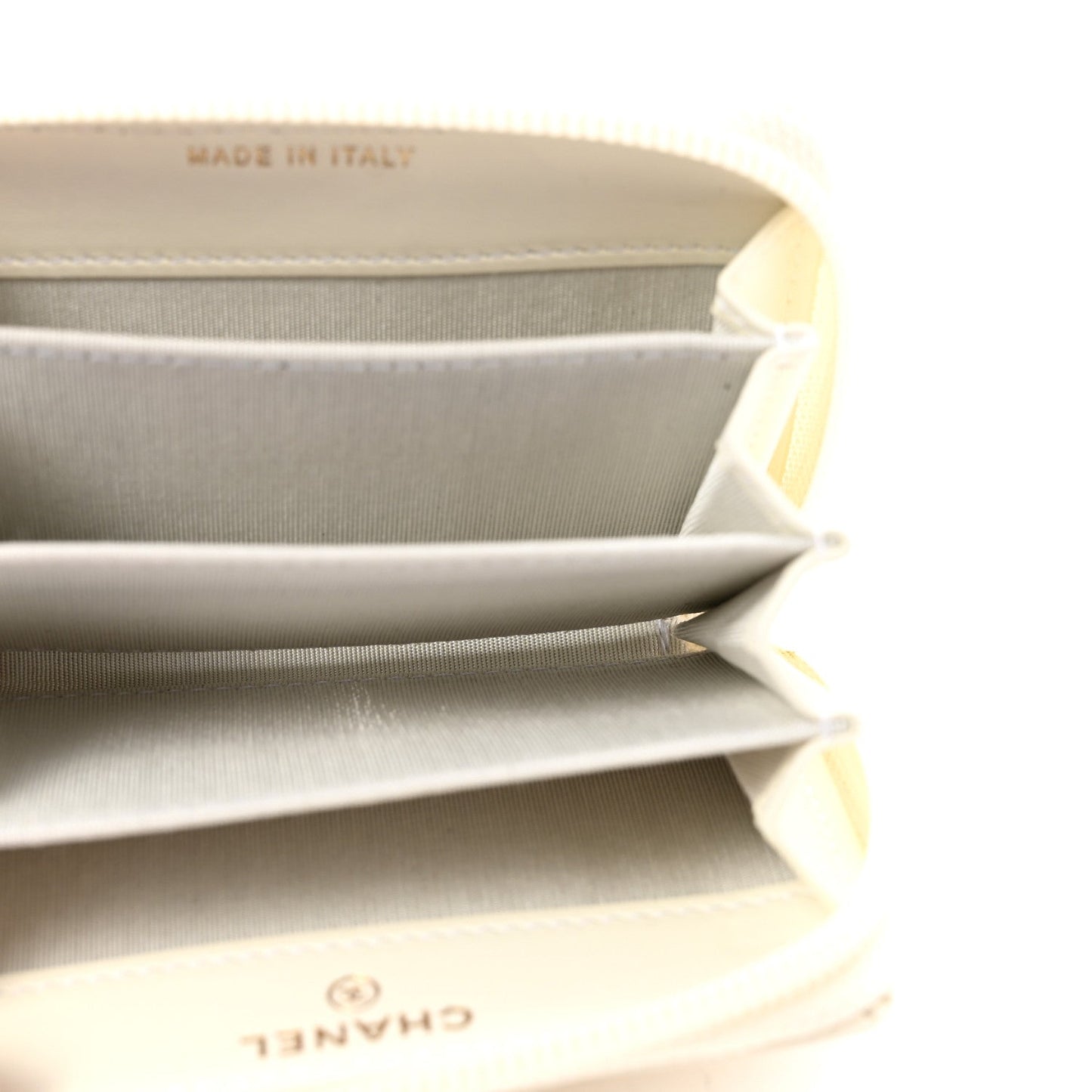 Caviar Quilted Boy Zip Around Coin Purse Wallet White
