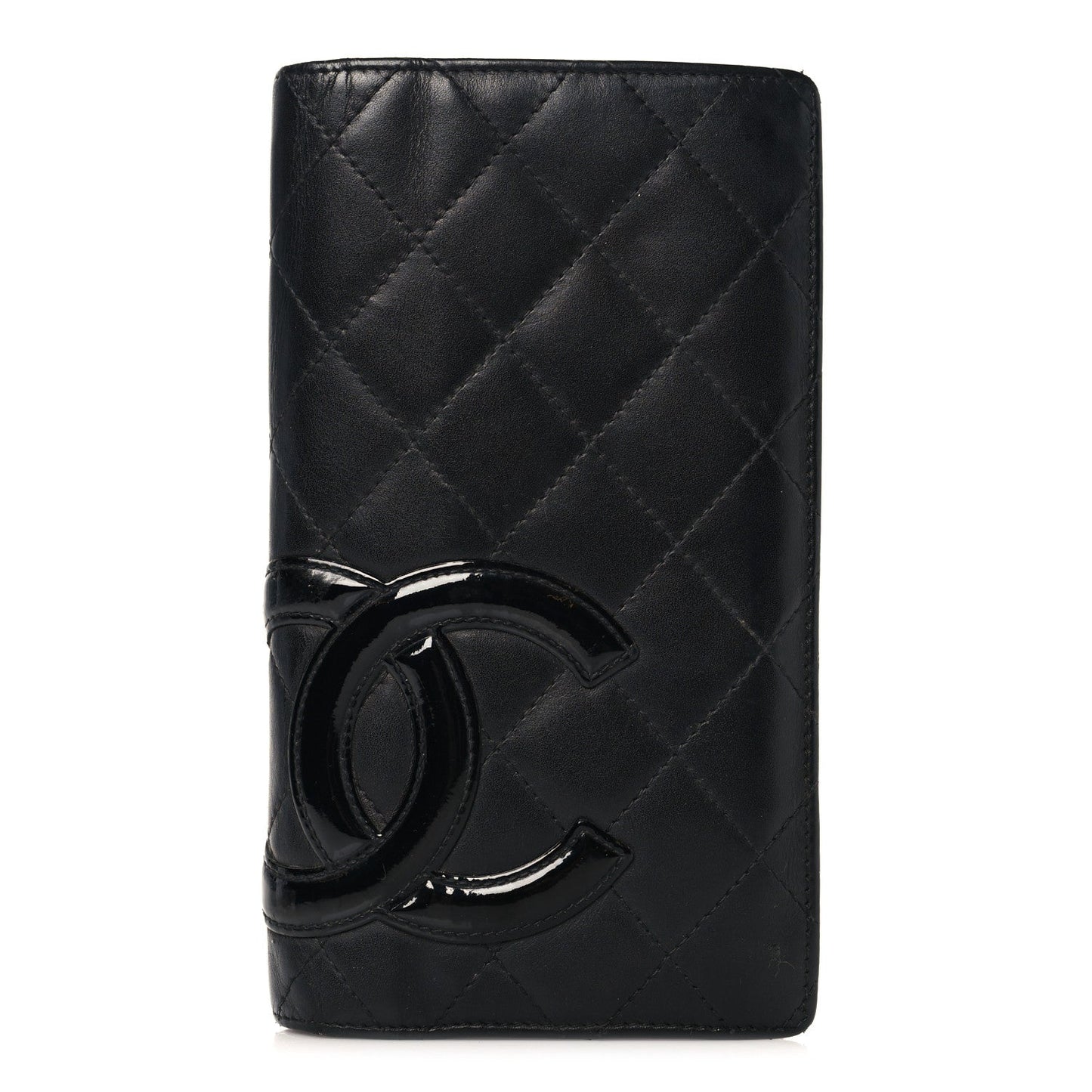 Calfskin Quilted Cambon Yen Wallet Black