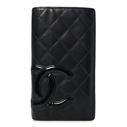 Calfskin Quilted Cambon Yen Wallet Black