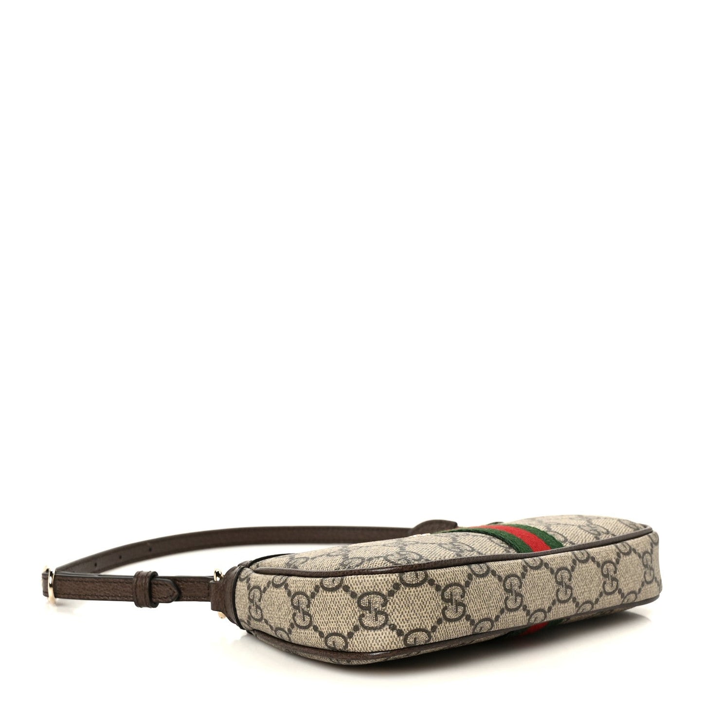 GG Supreme Monogram Textured Dollar Calfskin Web Mini Ophidia Shoulder Bag Beige Ebony New Acero