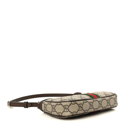 GG Supreme Monogram Textured Dollar Calfskin Web Mini Ophidia Shoulder Bag Beige Ebony New Acero