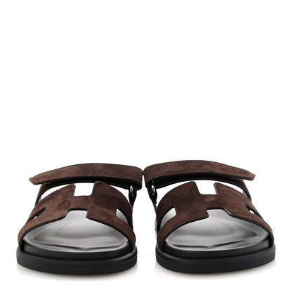 Suede Goatskin Womens Chypre Sandals 39.5 Marron Ebene