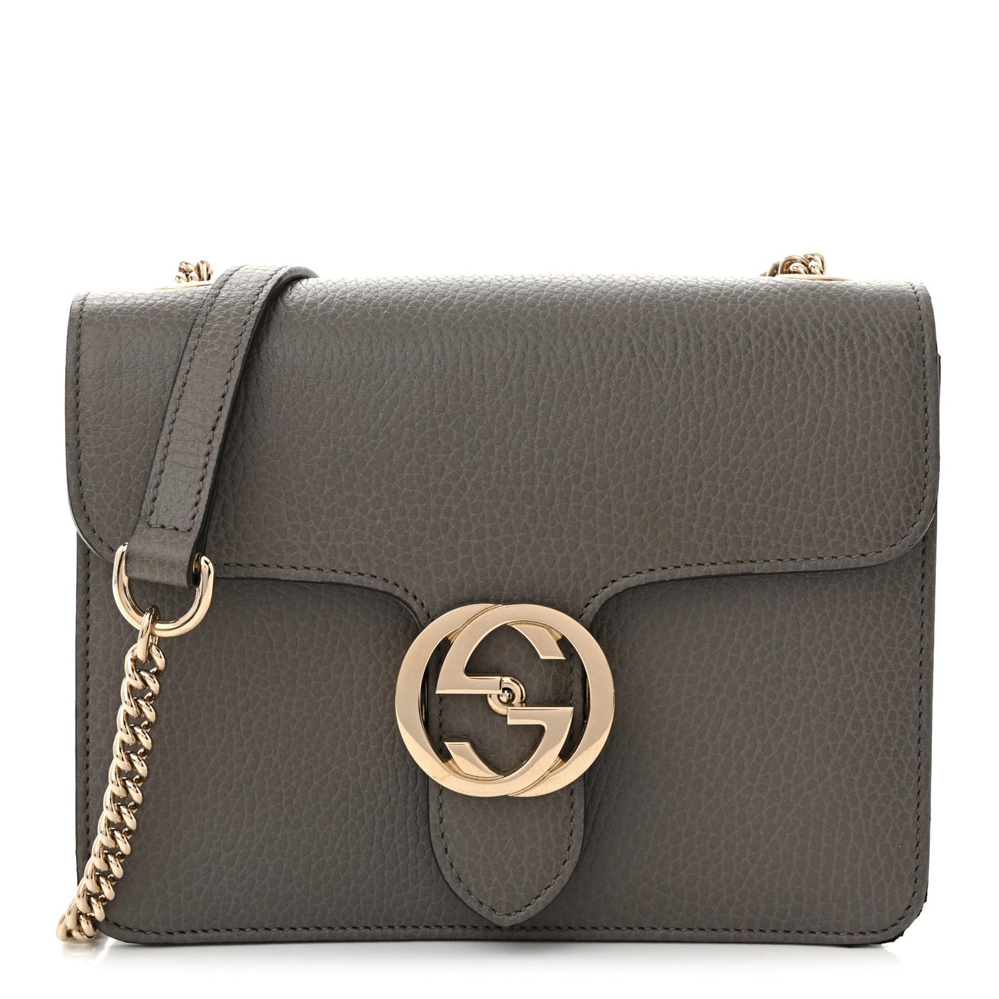 Dollar Calfskin Small Interlocking G Shoulder Bag Loess