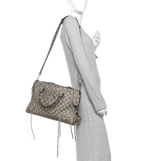X GUCCI GG Supreme Monogram Neo Classic Silver Hardware City Beige Ebony