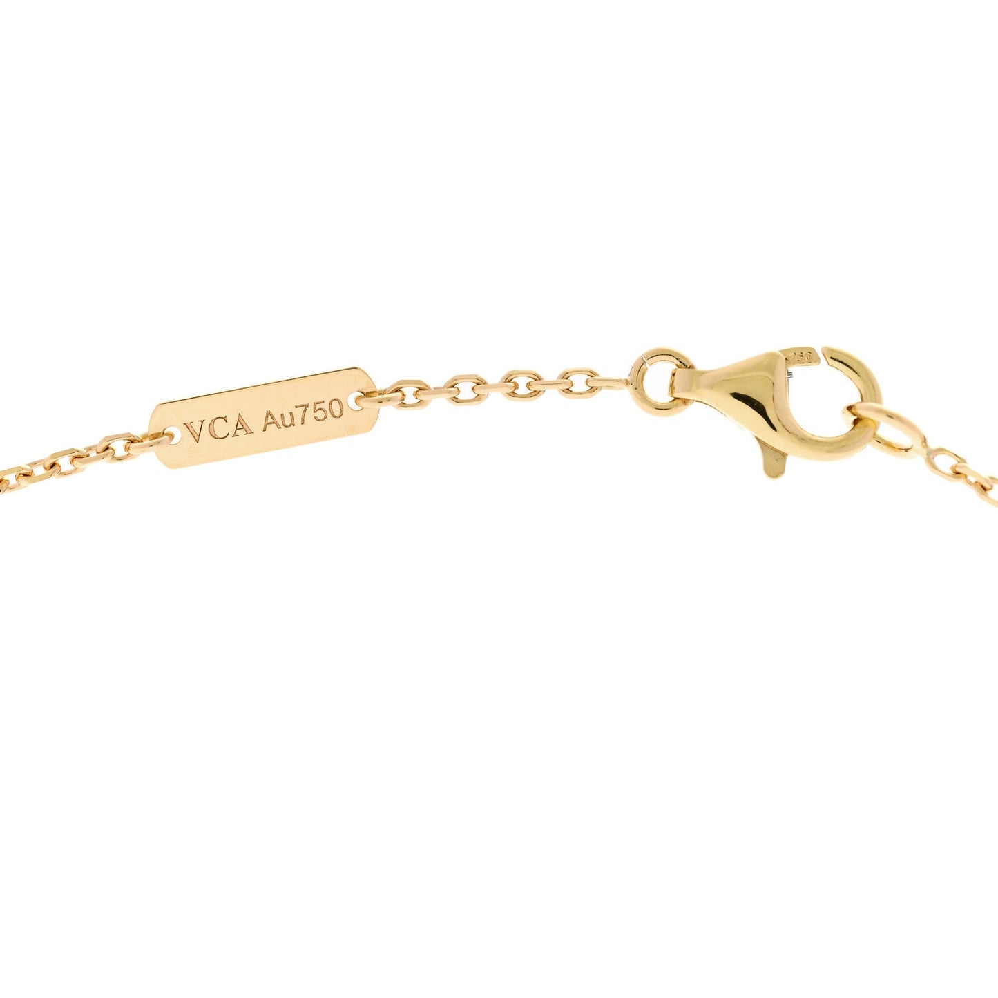 18K Yellow Gold Mother of Pearl Vintage Alhambra Pendant Necklace