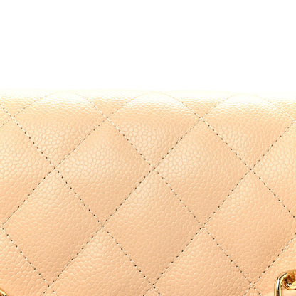 Caviar Quilted Jumbo Double Flap Beige Clair