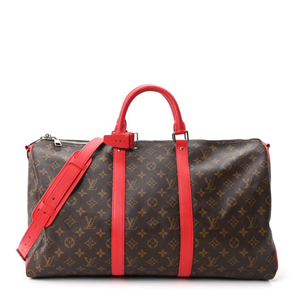 Calfskin Monogram Keepall Bandouliere 50 Coquelicot