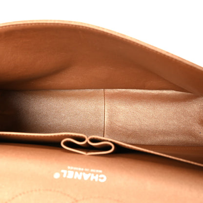 Metallic Caviar Quilted Jumbo Double Flap Copper