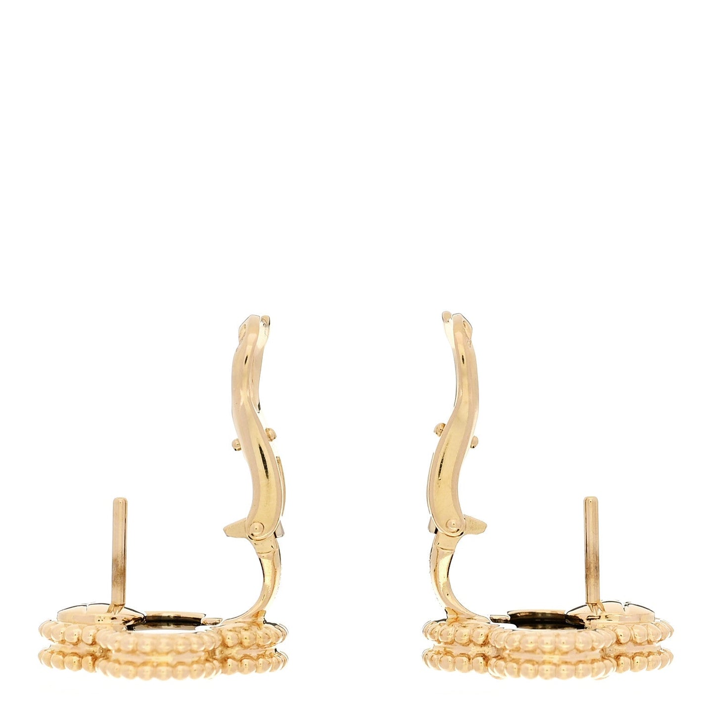 18K Yellow Gold Black Onyx Vintage Alhambra Earrings