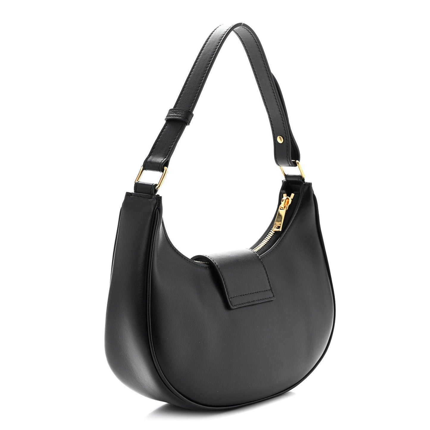 Smooth Calfskin Medium Strap Ava Triomphe Shoulder Bag Black