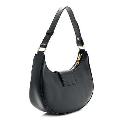 Smooth Calfskin Medium Strap Ava Triomphe Shoulder Bag Black
