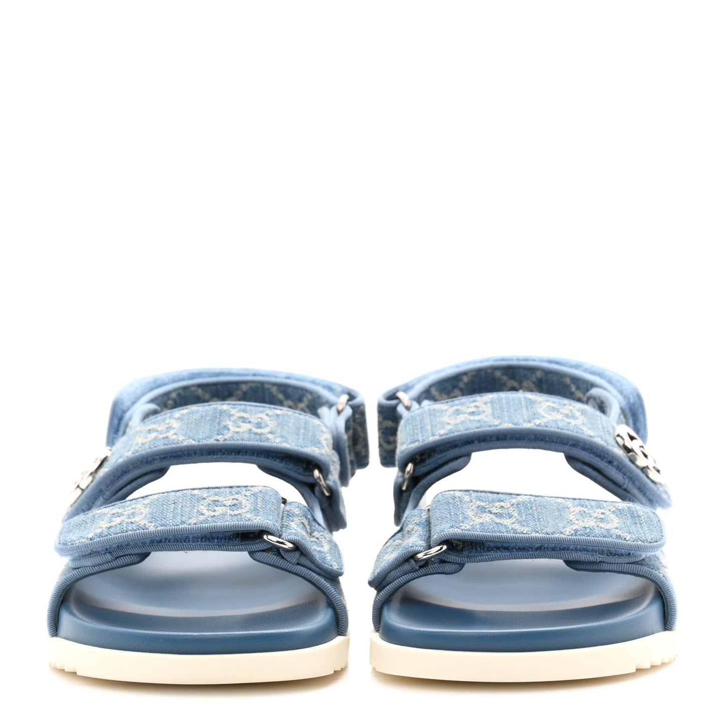 New Denim Delave GG Monogram Womens Dad Sandals 37 Light Blue Avion