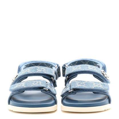 New Denim Delave GG Monogram Womens Dad Sandals 37 Light Blue Avion