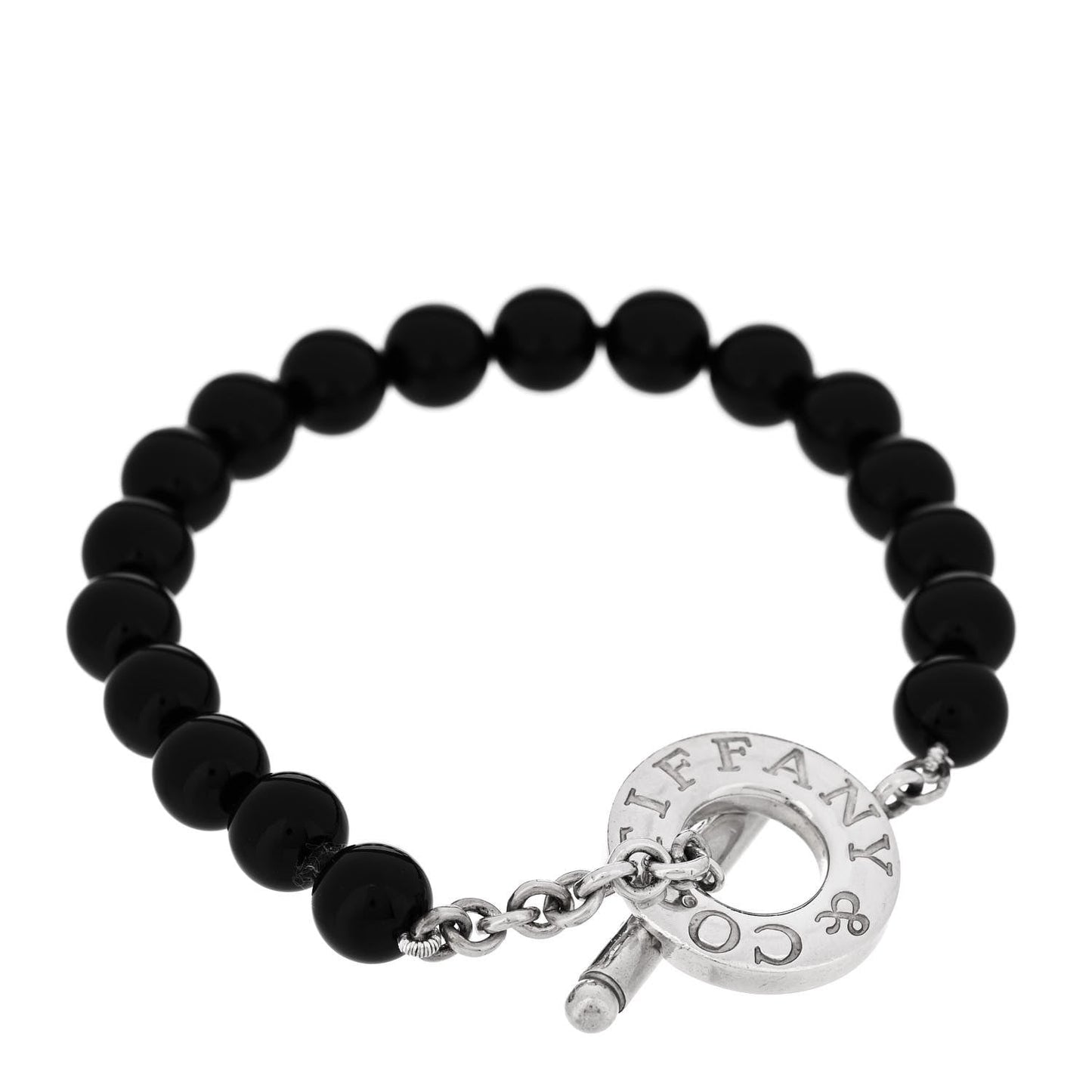 Sterling Silver Black Onyx Bead Toggle Bracelet