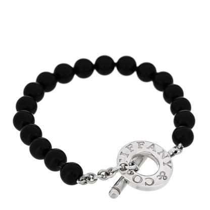 Sterling Silver Black Onyx Bead Toggle Bracelet