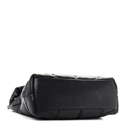 Lambskin Quilted Medium Loulou Puffer Monogram Chain Satchel Black