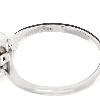 18K White Gold Diamond Akoya Cultured Pearl Ribbon Ring 51 5.75