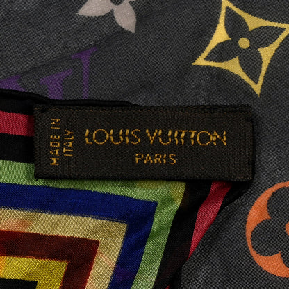 Silk Multicolor Square Scarf Black