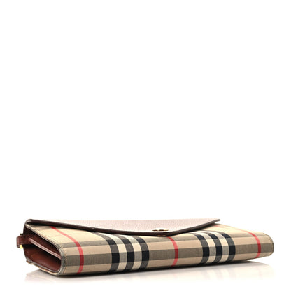 Grainy Calfskin Vintage Check Wallet With Detachable Strap Archive Beige Tan