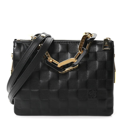 Satin Sequin Embroidered Damier Coussin BB Black