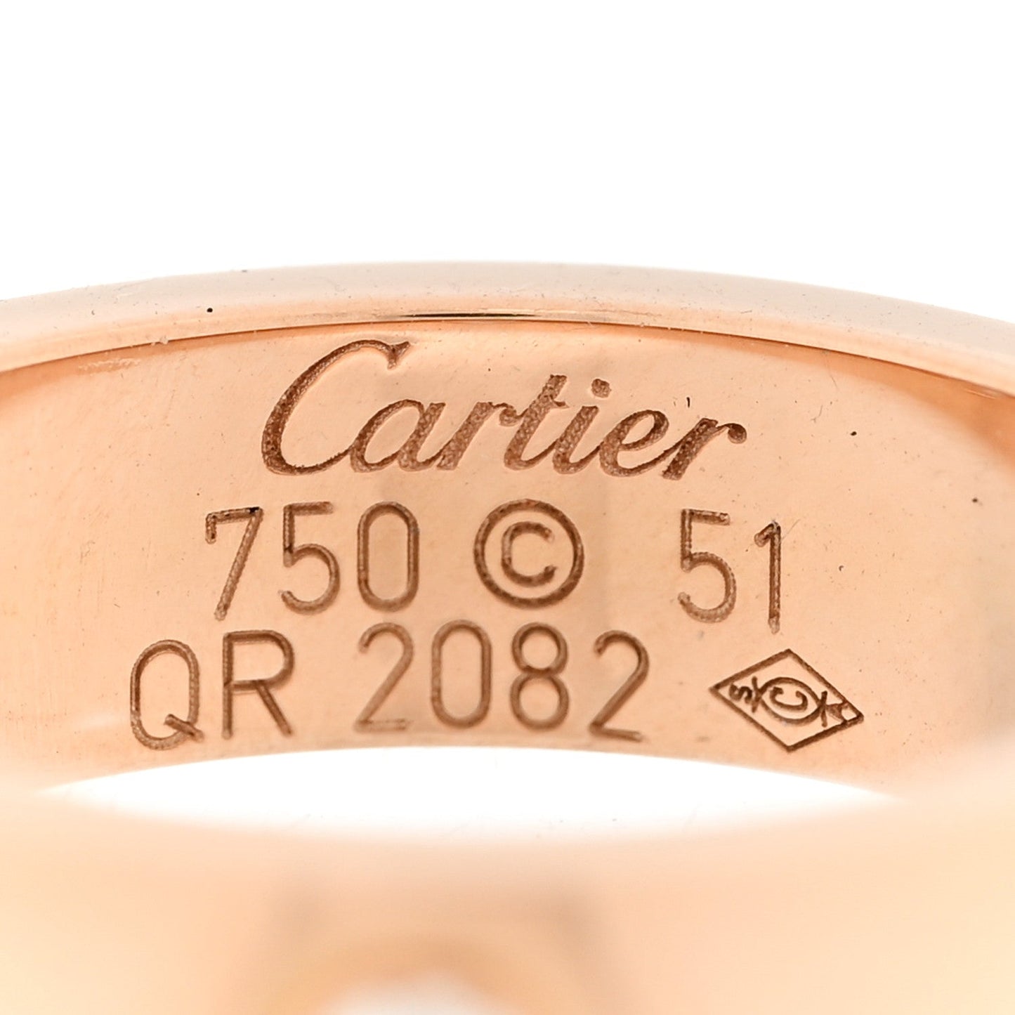 18K Pink Gold 3 Diamond 5.5mm LOVE Ring 51 5.75