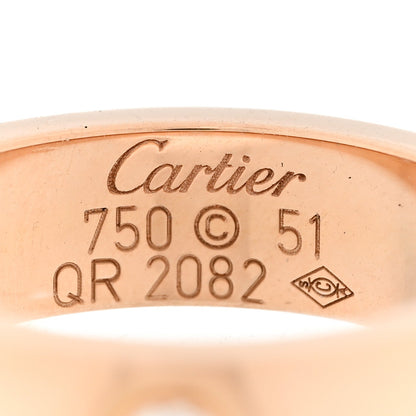 18K Pink Gold 3 Diamond 5.5mm LOVE Ring 51 5.75