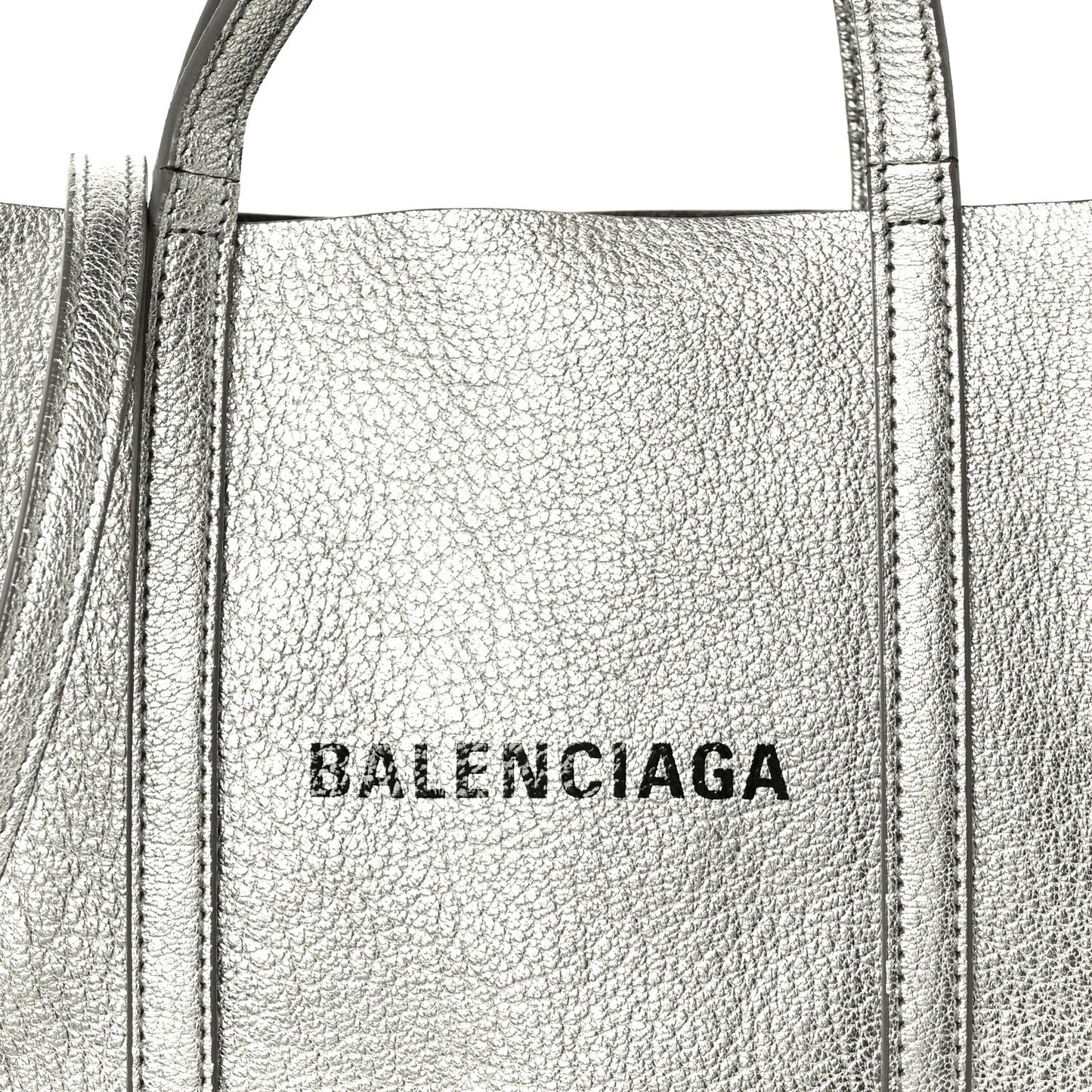 Metallic Goatskin Logo XXS Everyday Tote Argent Black