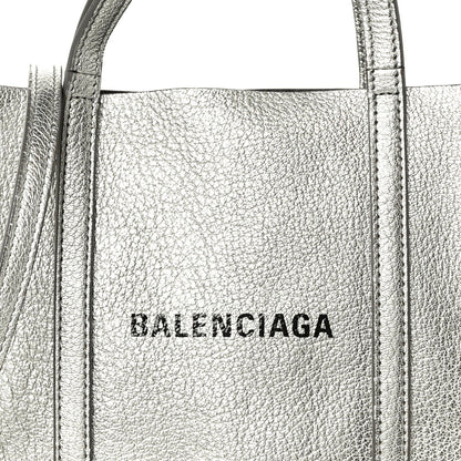 Metallic Goatskin Logo XXS Everyday Tote Argent Black