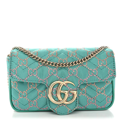 Jacquard Super Mini GG Marmont Shoulder Bag Green