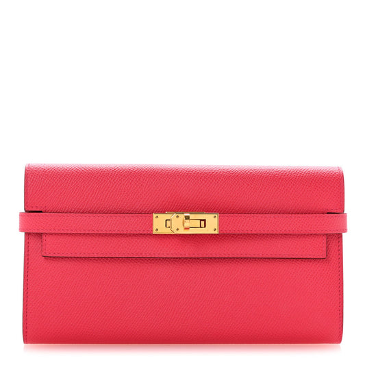 Epsom Kelly Longue Wallet Rose Extreme