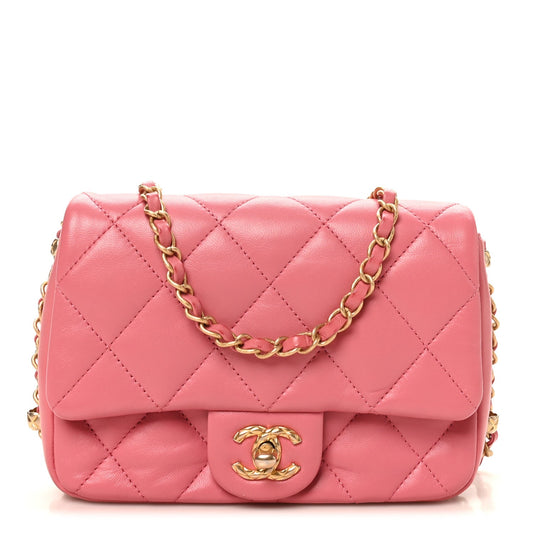 Lambskin Quilted CC Small Dynasty Flap Pink