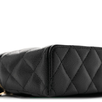 Caviar Quilted Top Handle Slim Vanity With Chain Black