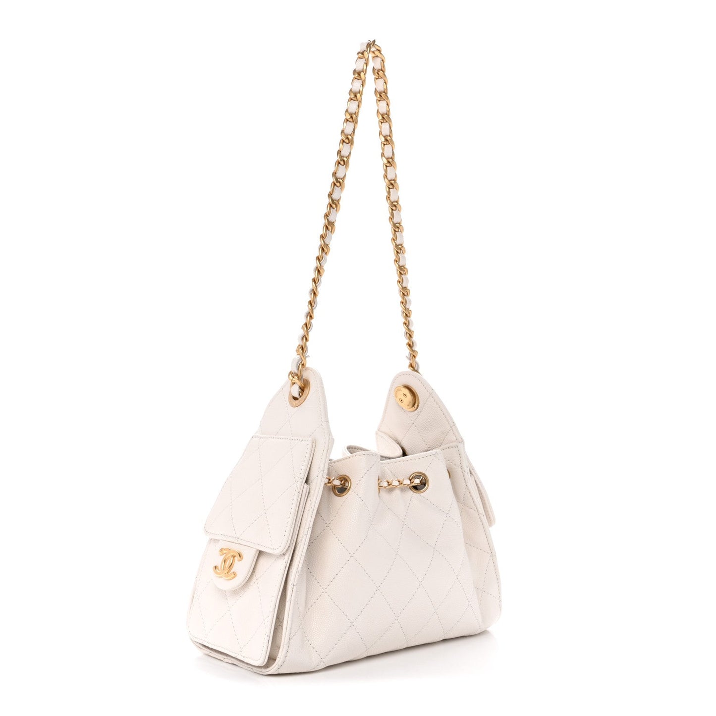 Caviar Quilted Mini Chanel 25 Handbag White