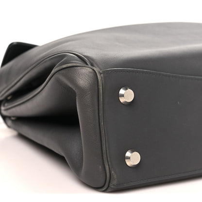 Natural Smooth Calfskin Medium Rodeo Top Handle Handbag Grey
