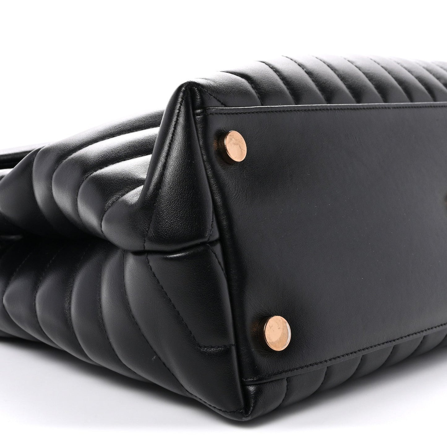 Calfskin Y Quilted Monogram Large Loulou Chain Satchel Black