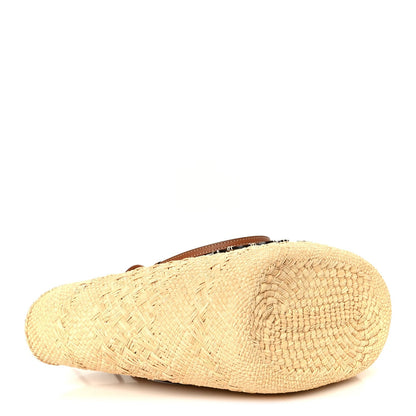 Calfskin Raffia Medium Anagram Basket Tote Bag Natural Tan