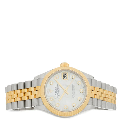 Rolex Stainless Steel 18K Yellow Gold Diamond Mother of Pearl 31mm Oyster Perpetual Datejust Watch 278273