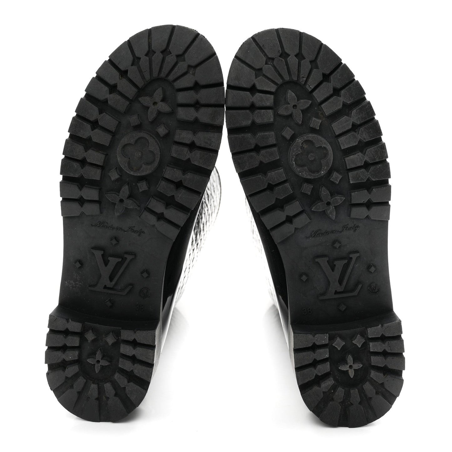 Rubber Embossed Monogram Splash Rain Boots 38 Black