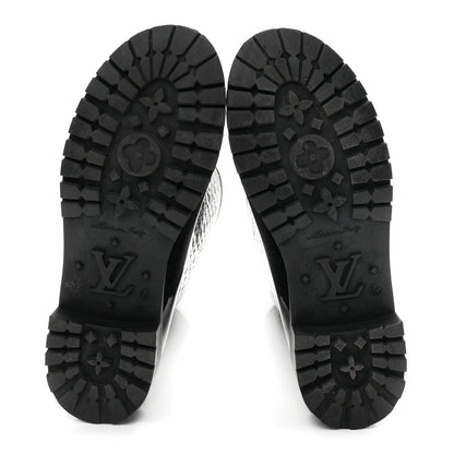 Rubber Embossed Monogram Splash Rain Boots 38 Black