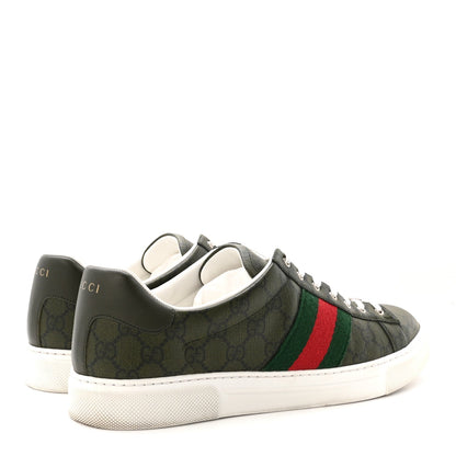 GG Supreme Monogram Web Mens New Ace Sneakers 10 Green