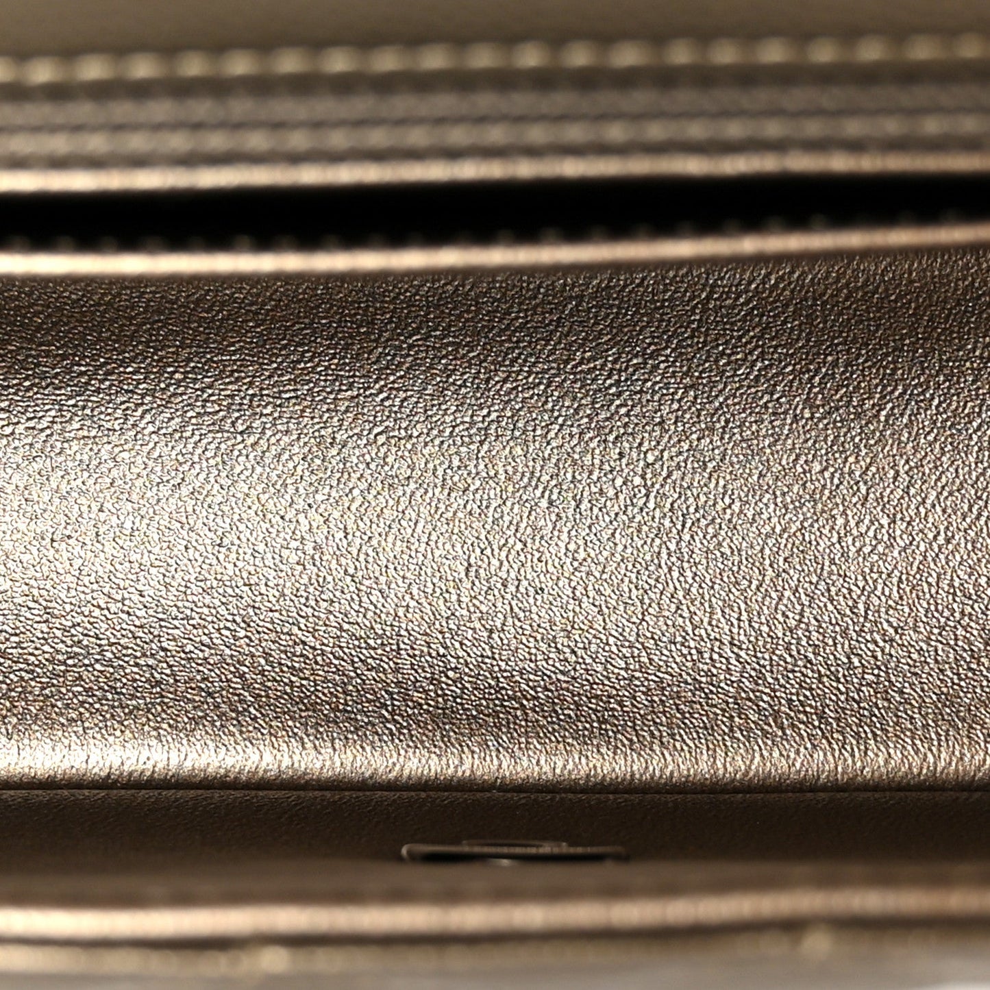 Iridescent Caviar Quilted Mini Rectangular Flap Bronze