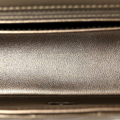 Iridescent Caviar Quilted Mini Rectangular Flap Bronze
