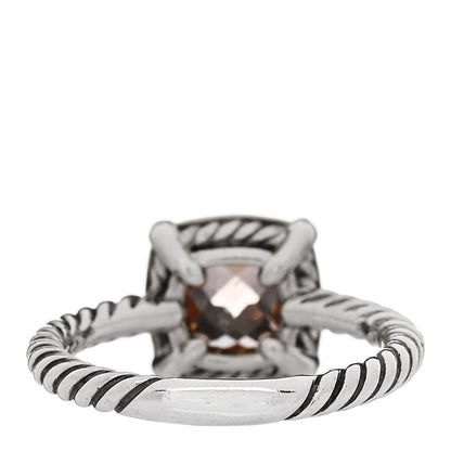 Sterling Silver 18K Yellow Gold Diamond Morganite 7mm Petite Chatelaine Ring 54 6.75